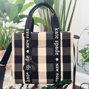 Kate Spade Gingham Canvas Black White Check Tote